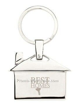 Chrome /Brushed Stainless House Shaped Key Ring