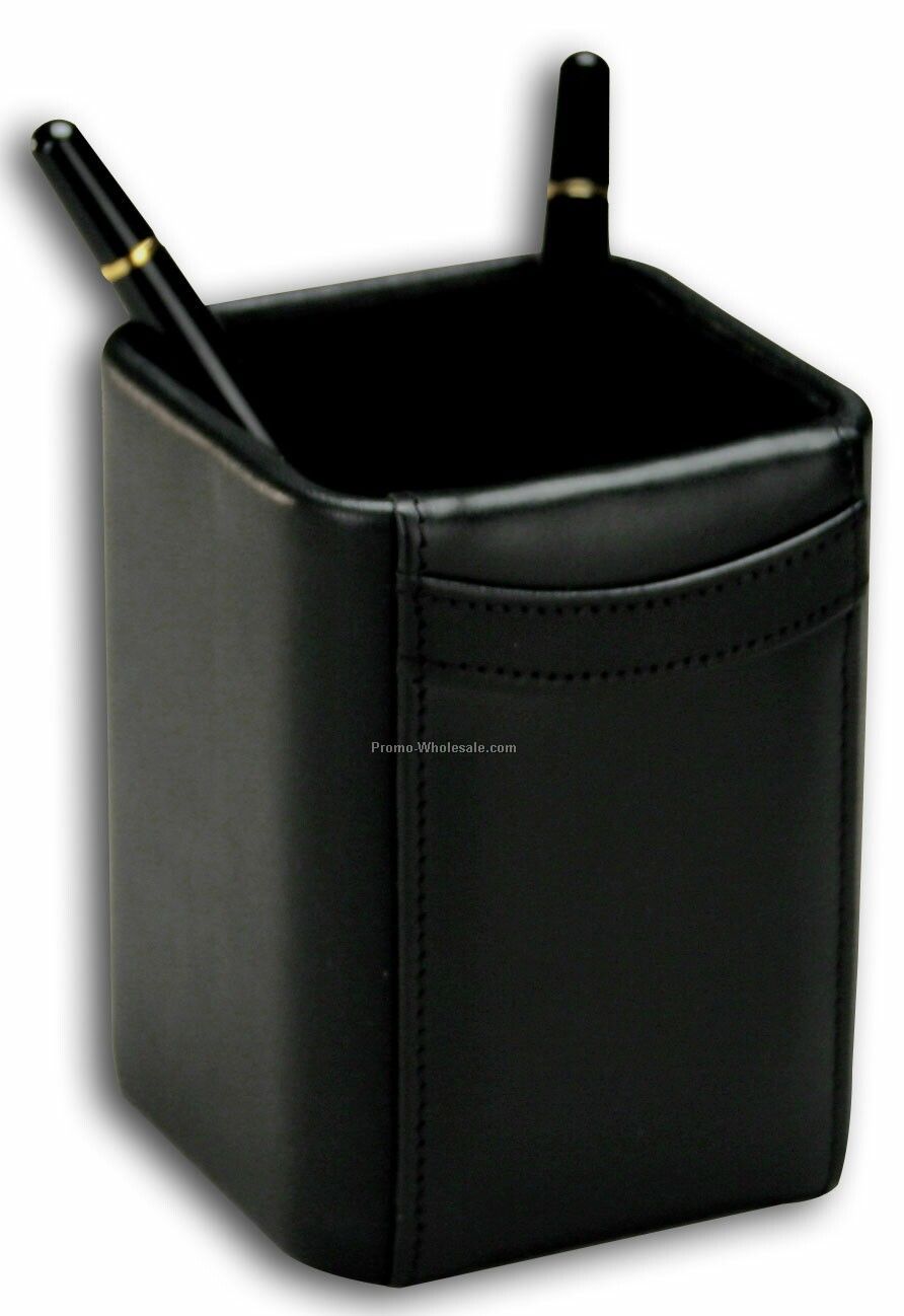 Classic Leather Pencil Cup - Black
