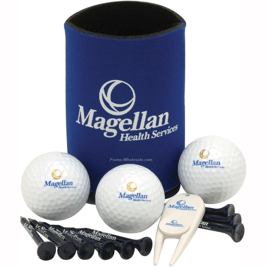 Collapsible Kan Cooler Event Pack W/ Pinnacle Gold Golf Balls