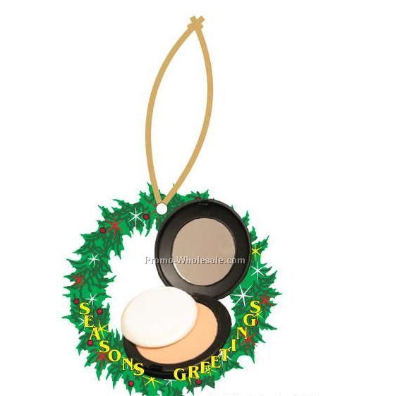 Compact Executive Line Wreath Ornament W/ Mirror Back (4 Sq. Inch)