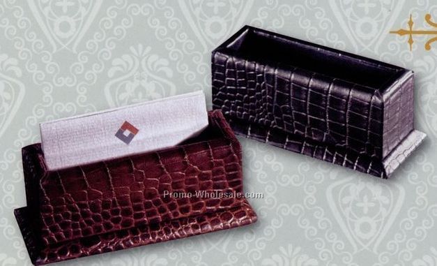 Croco Cowhide Leather Business Card Holder