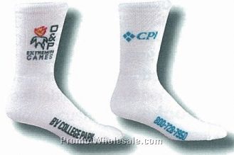 Custom Mid Calf Heel & Toe Socks W/ Scattered Logo (10-13 Large)
