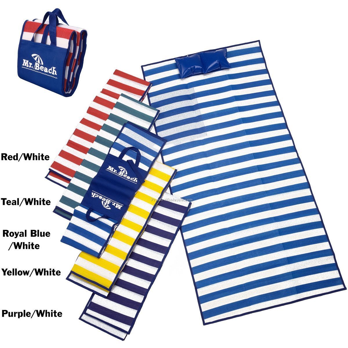 Deluxe Striped Fold-up Beach Mat - Direct Import Orders Only