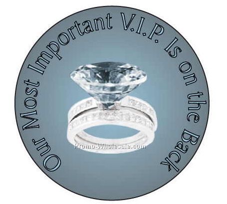 Diamond Ring Round Photo Hand Mirror W/ Full Mirror Back (2-1/2")