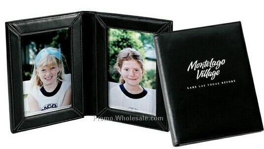 Double 4"x6" Simulated Leather Picture Frame