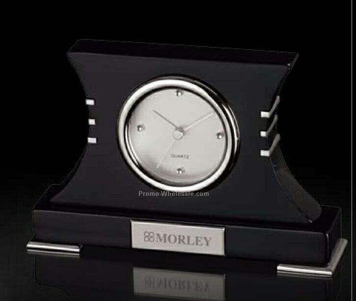Essentials Ebene Black Desk Clock 8-3/4"x5-3/4"x2-1/4"