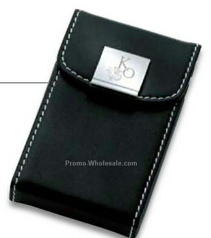 Essentials Noir III Business Card Case With Snap Closure 2-1/2"x4"