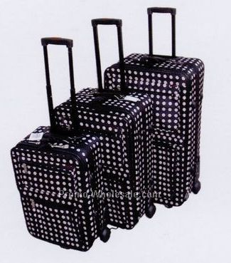 Fashion Luggage 3 Piece Set Collection B (Black/White Polka Dots)