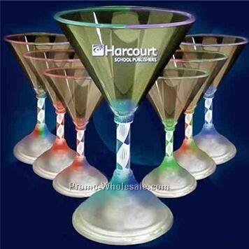 Flashing Multicolor Clear Acyrlic Martini Glass