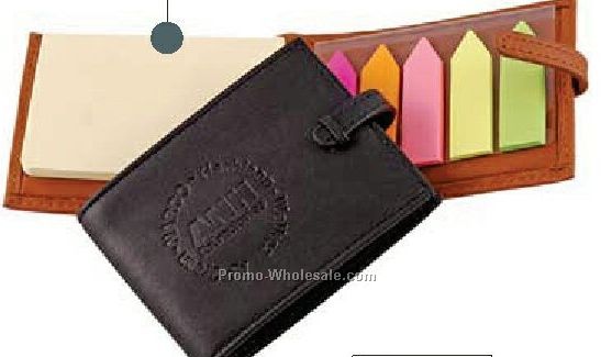 Full Grain Aniline Leather Pocket Post It Note/ Flag Holder
