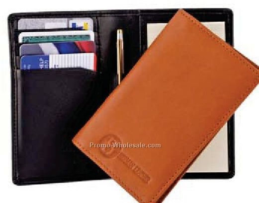 Genuine Leather Credit Card Jotter With Oxford Weave Lining