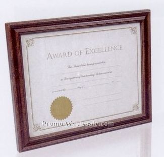 Hardwood Certificate Frame W/ Walnut Stained Finish