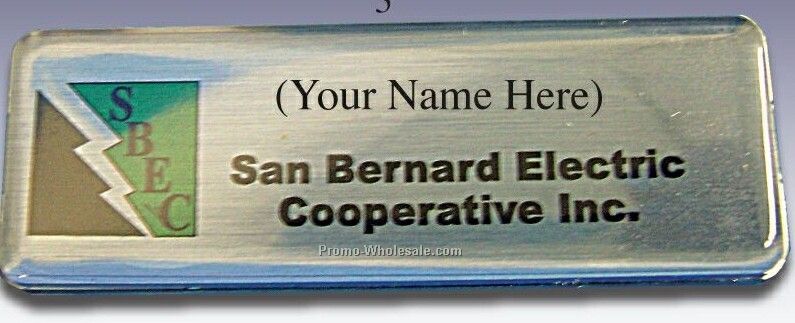 Heavy Duty Digital Name Badge W/ Plastic Dome Cover Silver Plate(1"x3")