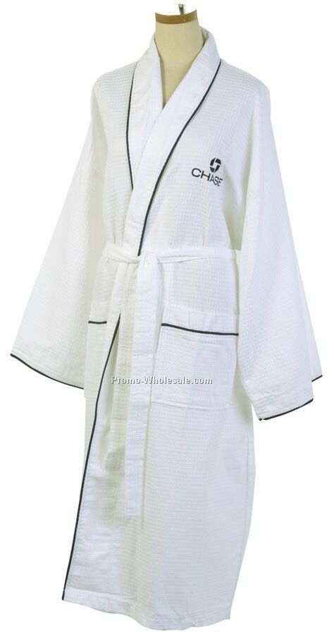Honeycomb Robe W/Navy Piping (Embroidered)