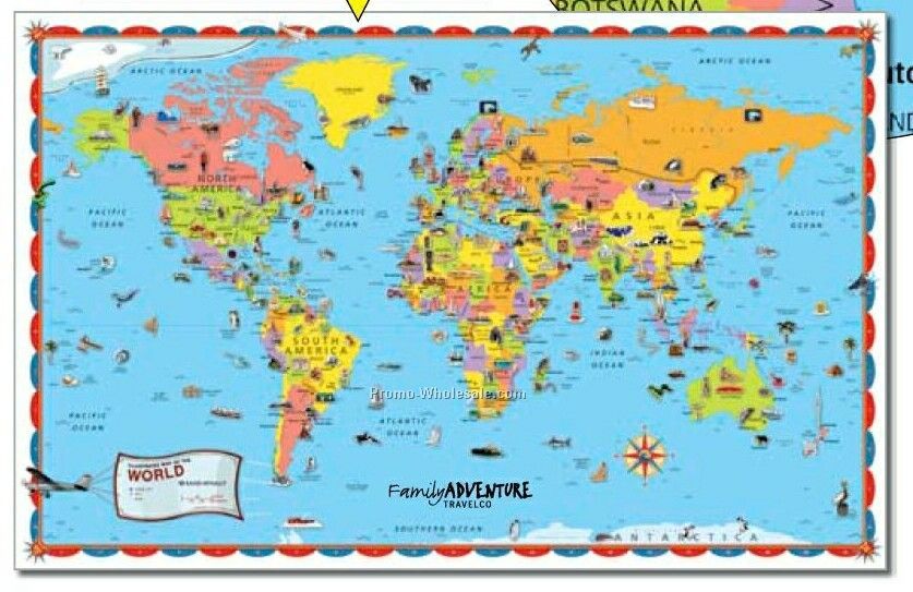 Illustrated Wall Map Of The World