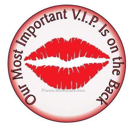 Kiss Round Photo Hand Mirror W/ Full Mirror Back (2-1/2")