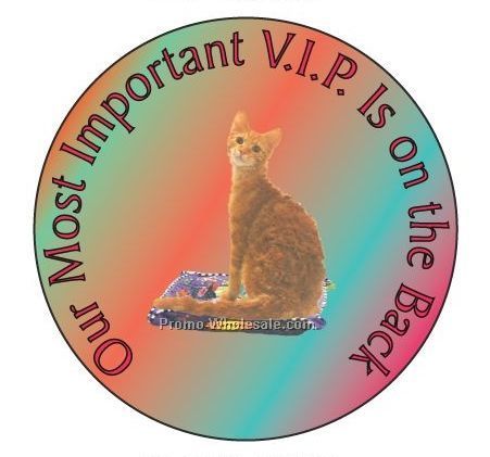 Laperm Cat Round Hand Mirror W/ Full Mirror Back (2-1/2")