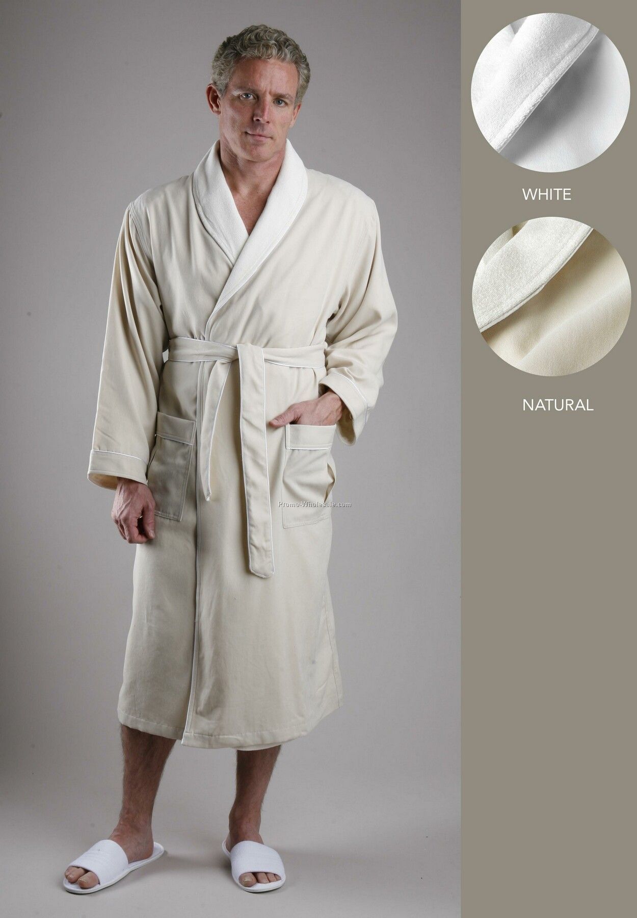 Luxury Microfiber Outside / Poly Knit Inside Robe With Pleated Pocket