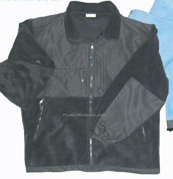 Men's Full-zip Fleece Jacket With Nylon Patches (S-xl)