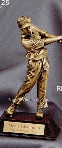 Metal Plated Resin Sculpture - 8-1/2" Male Golfer