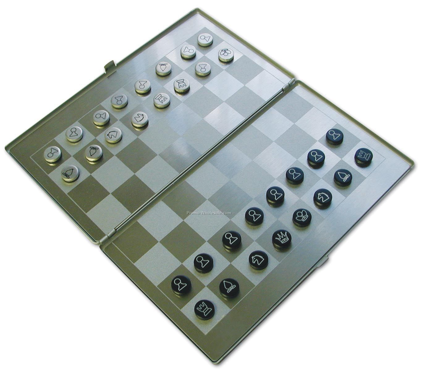 Metal Slim Magnetic Chess / Checkers Set