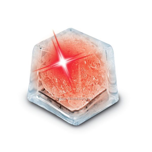 Mini Liquid Activated Light Up Ice Cube (Clear W/ Red Led)