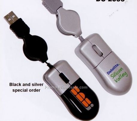 Mini Optical Mouse With Retractable Cable