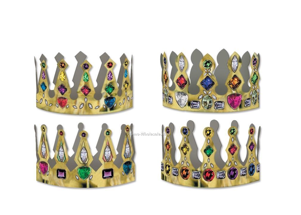 Packaged Printed Jeweled Crowns (Adjustable)