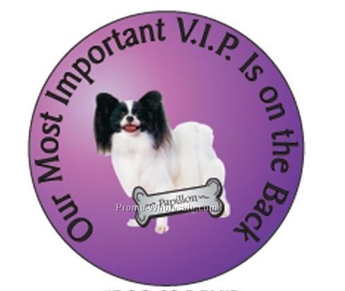 Papillon Dog Round Hand Mirror W/ Full Mirror Back (2-1/2")