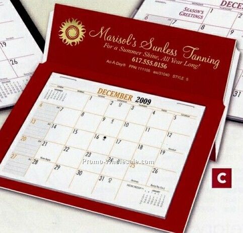 Red & White Rite-a-dex Mini Memo Calendar - (Stamped In Gold) After June 1