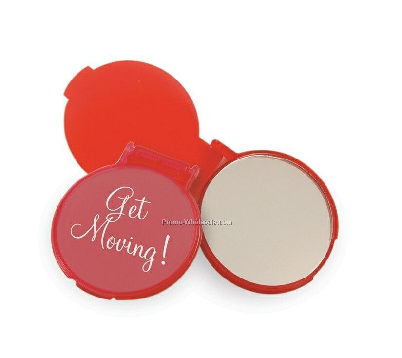 Red Cosmetic Round Mirror