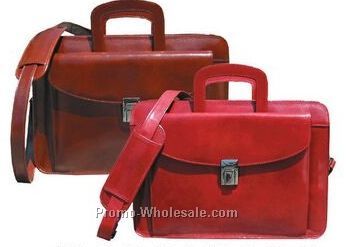 Red Veg Tanned Calf Leather Mini Briefcase