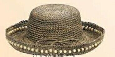 Seagrass Straw Hat W/ Pearl Edged Brim (One Size Fit Most)