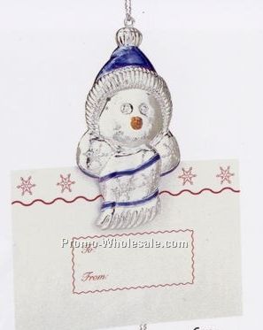 Silverplated Gift Card Holder Ornament/ Snowman
