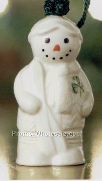 Skiing Snowman Bell Ornament