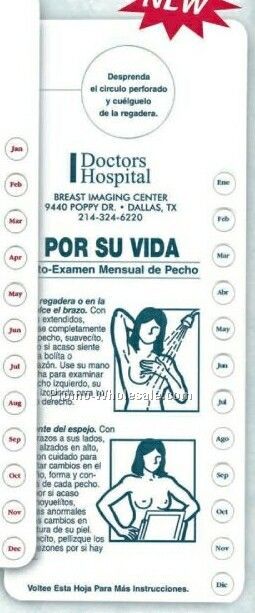 Spanish Breast Self-exam Chart With Monthly Punch-out Reminders