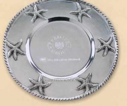 Starfish Round Pewter Plate - 12-1/4" Diameter