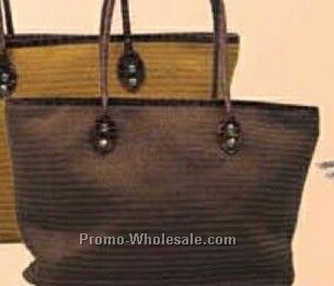 Straw Handbag With Leather Straps