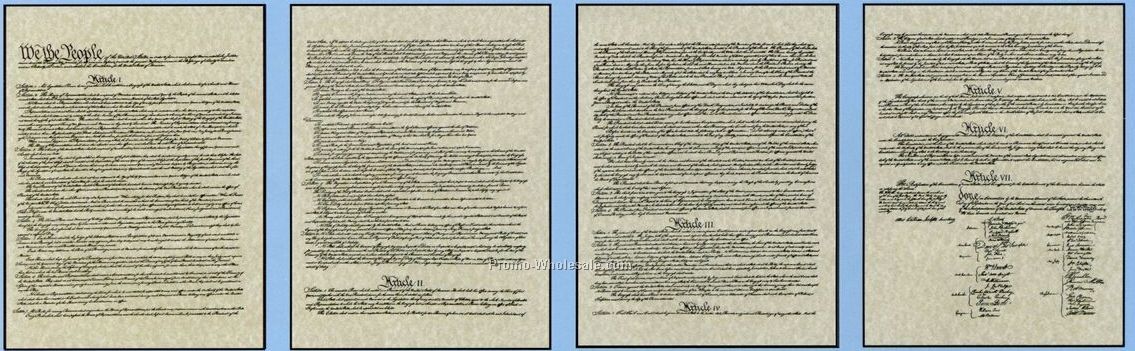 The Constitution (4 Panels) Original Or Retyped Set - 9"x12"