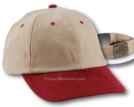 Unstructured Brushed Cotton Low Profile Cap With Khaki Crown