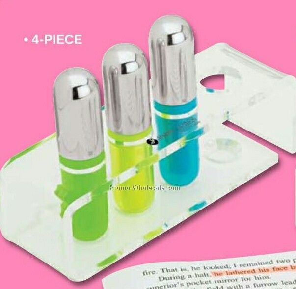 Valumark 4 Piece Highlighter Set & Stand 5-1/4"x3-1/8"x1-1/8"