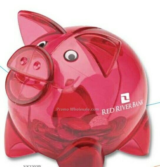 Valumark Transparent Red Fashion Piggy Bank 5"x4-5/8"x3-3/4"