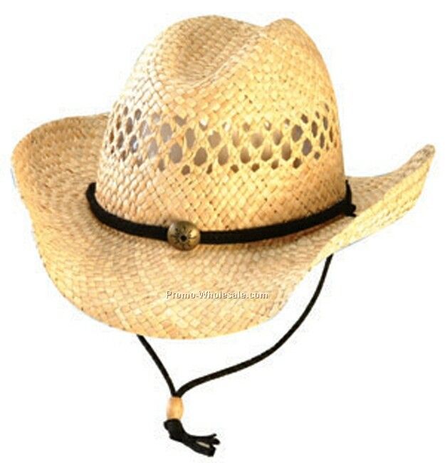 Western Straw Hat With Braid & Sun Brass