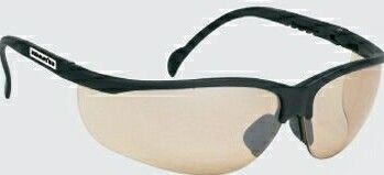 Wrap-around Safety Glasses W/Brown Mirror Lens & Black Frame
