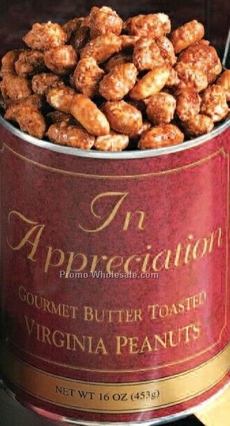 "in Appreciation" Labeled Tin W/ Butter Toasted Virginia Peanuts