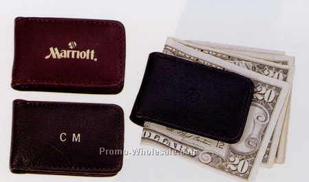 1-5/8"x2-3/4"x1/2" Leather Magnetic Money Clip