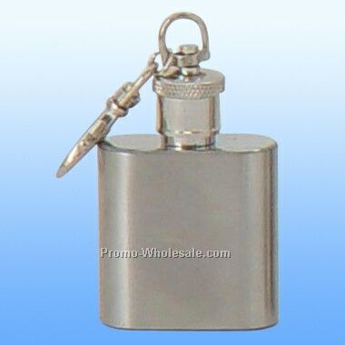 1 Oz Brush Flask Key Chain (Screened)