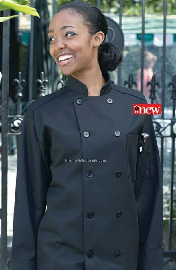 10 Pearl Button Chef Black Coat (X-s- 6xl)