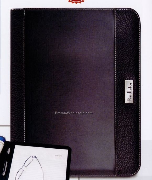 10"x12-1/2" Leatherette Zipper Portfolio With Calculator