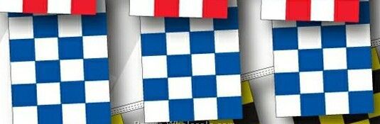 100' 4 Mil Rectangle Checkered Race Track Pennant - Blue/ White
